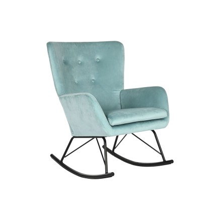 Rocking Chair Home ESPRIT Black Sky blue Polyester Metal 68 x 90 x 92