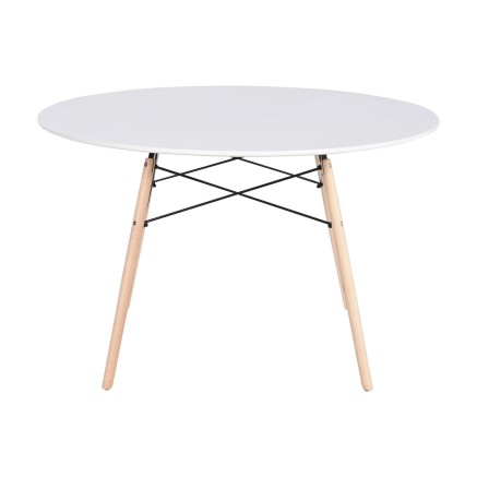 Dining Table Home ESPRIT White Black Natural Birch MDF Wood 120 x 120