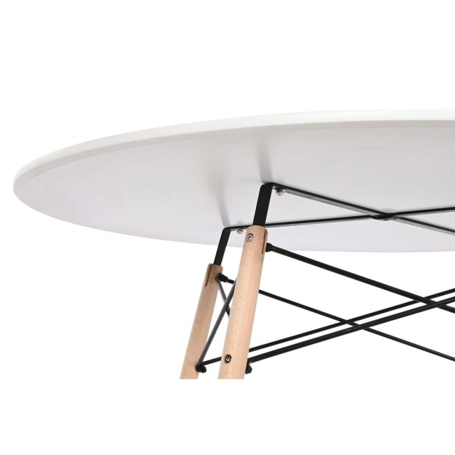 Table de Salle à Manger Home ESPRIT Blanc Noir Naturel Bouleau Bois M