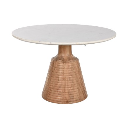 Mesa de Comedor Home ESPRIT Blanco Natural Mármol Madera de acacia 11