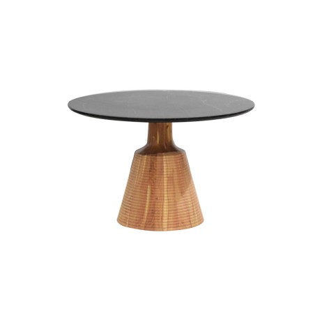 Table de Salle à Manger Home ESPRIT Noir Naturel Marbre Bois d'acacia