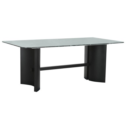 Dining Table Home ESPRIT Black Green Metal Tempered Glass 200 x 100 x