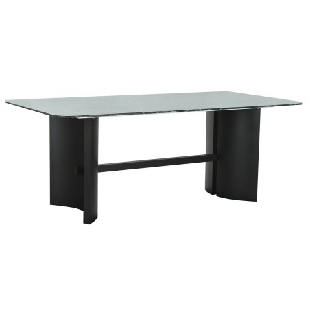 Dining Table Home ESPRIT Black Green Metal Tempered Glass 200 x 100 x