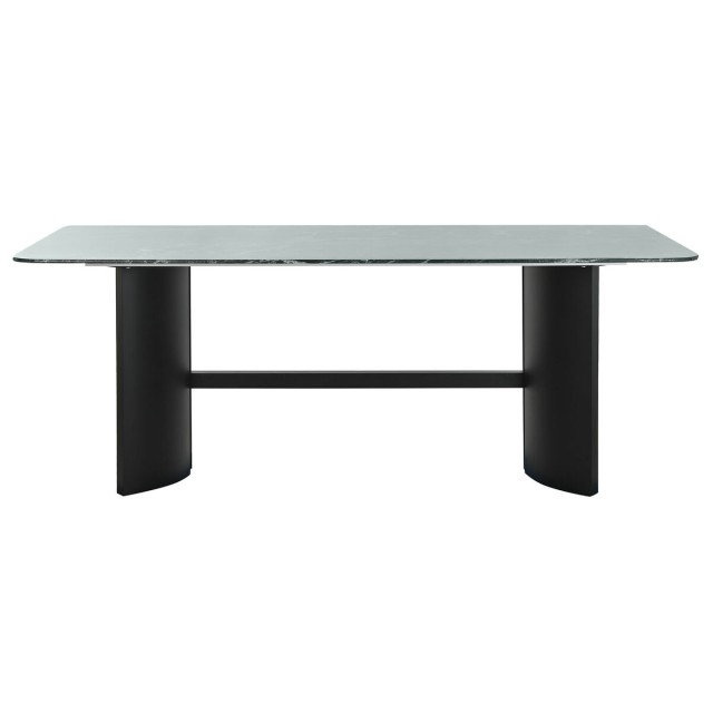 Eettafel Home ESPRIT Zwart Groen Metaal Gehard glas 200 x 100 x 76 cm