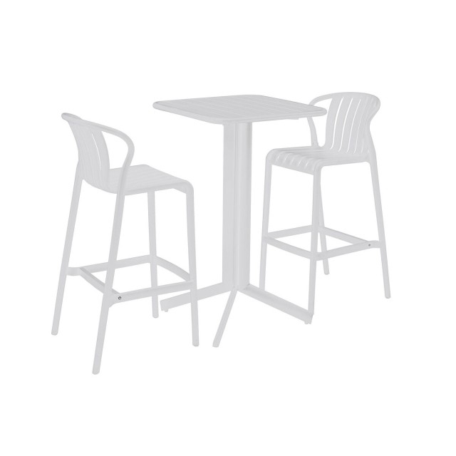 Table set with 2 chairs Home ESPRIT White Metal polypropylene 60 x 60
