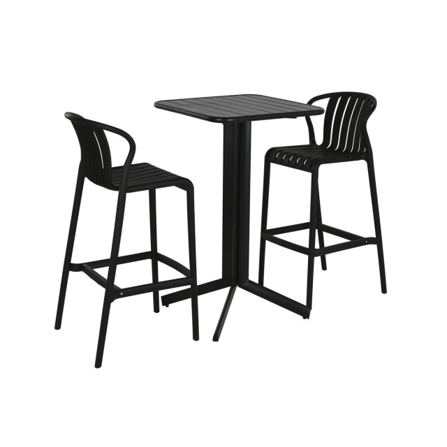 Tisch-Set mit 2 Stühlen Home ESPRIT Schwarz Metall Polypropylen 60 x