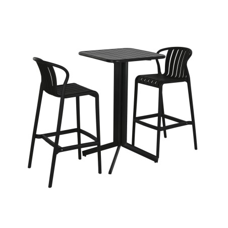 Table set with 2 chairs Home ESPRIT Black Metal polypropylene 60 x 60