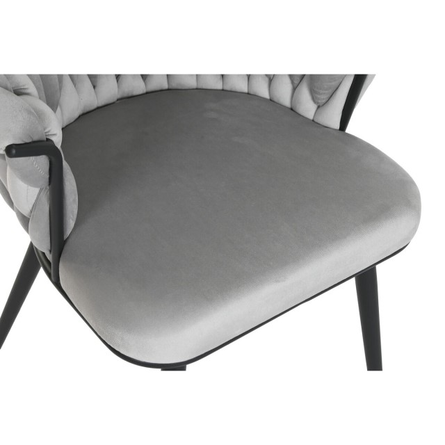 Sedia da Sala da Pranzo Home ESPRIT Nero Grigio Poliestere Metallo 60