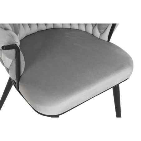 Chaise de Salle à Manger Home ESPRIT Noir Gris Polyester Métal 60 x