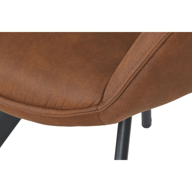 Sedia da Sala da Pranzo Home ESPRIT Nero Cammello Metallo Microfibra 6