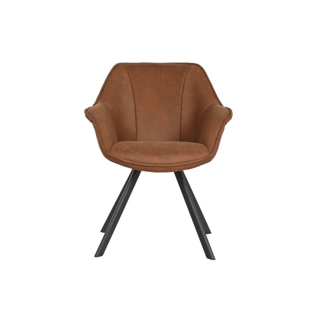 Dining Chair Home ESPRIT Black Camel Metal Microfibre 64 x 67 x 85 cm