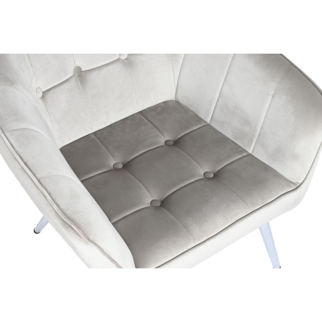 Poltrona Home ESPRIT Grigio Crema Dorato Argentato Poliestere Metallo