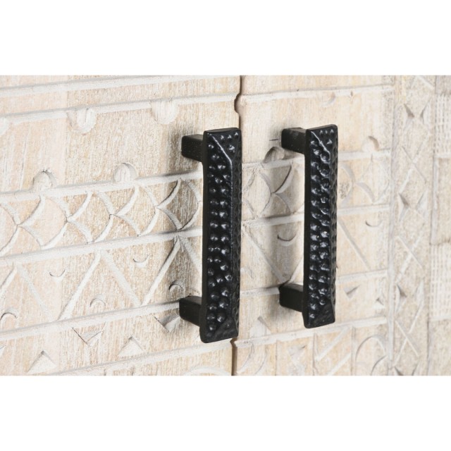 Cupboard Home ESPRIT White Black Metal Mango wood 180 x 40 x 160 cm