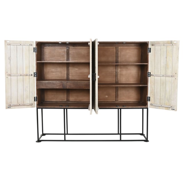 Armoire Home ESPRIT Blanc Noir Métal Bois de manguier 180 x 40 x 160