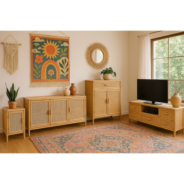 Buffet Home ESPRIT Marron Clair Rotin Sapin 100 x 40 x 100 cm