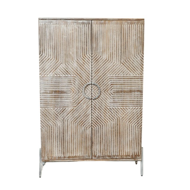 Cupboard Home ESPRIT White Mango wood 85 x 38 x 134 cm